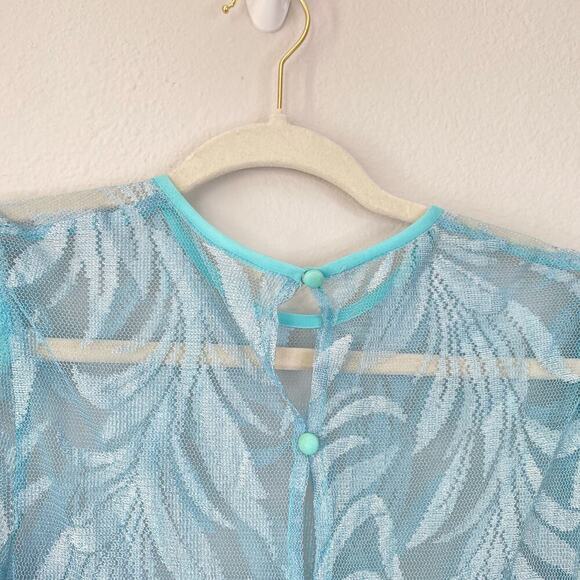 Vintage Robin's Egg Blue Evening Dress Overlay Sheer Mesh Flowy Ethereal Size 6 - Picture 8 of 8